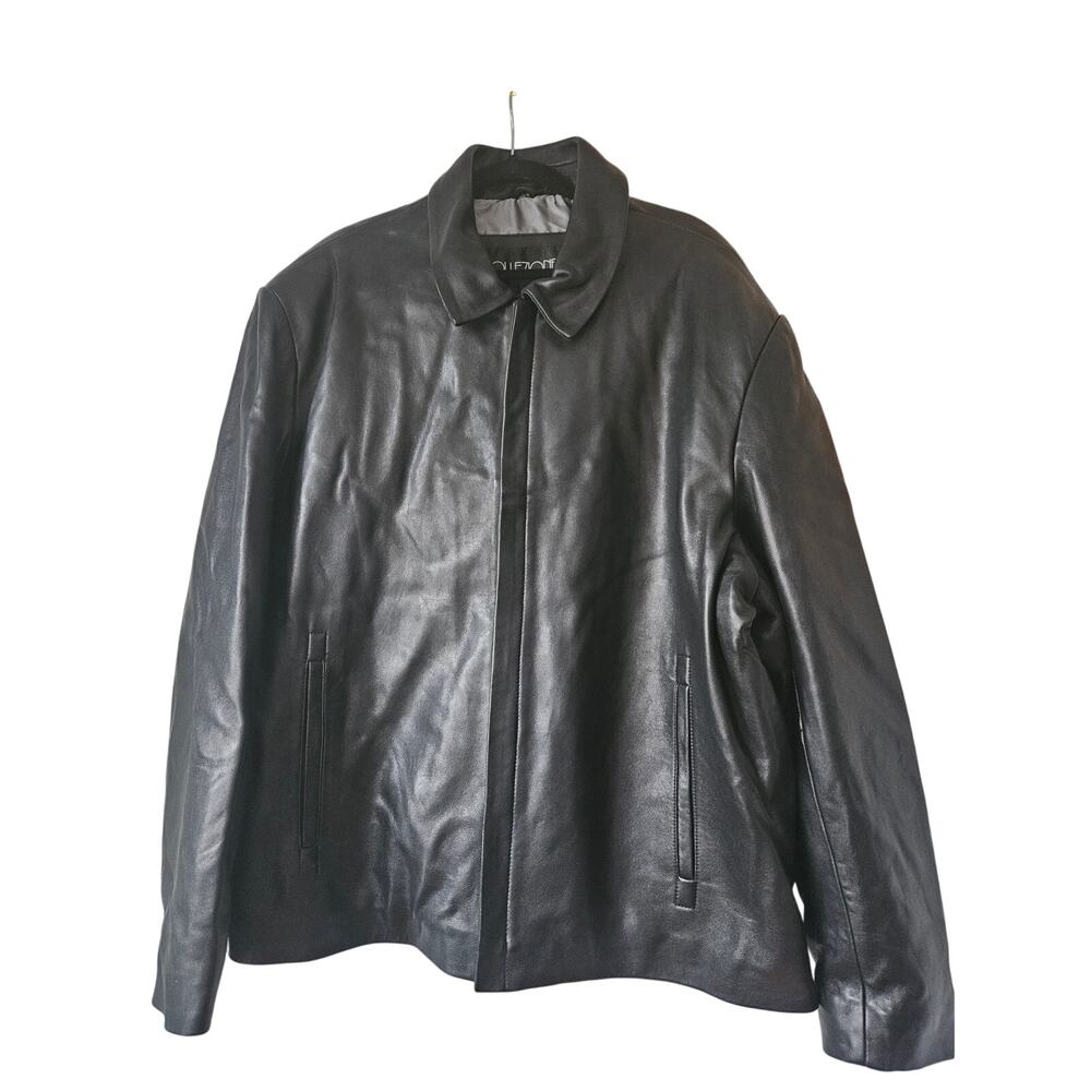 Vintage Collezione SA Black Leather Jacket Mens XXL Minimalist Zip Coat
